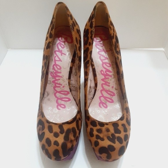 Betseyville By Betsey Johnson Leopard Platform Stiletto Heels US 9.5 Sexy High - Picture 8 of 11